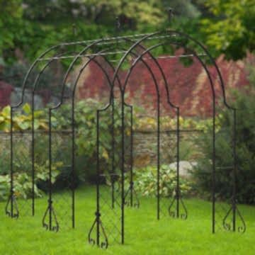 Panacea Lattice Metal Garden Arch Tunnel - Black 8'3 x 5'9 