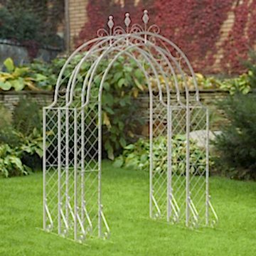 Panacea Lattice Metal Garden Arch Tunnel - White 8'3 x 5'9 