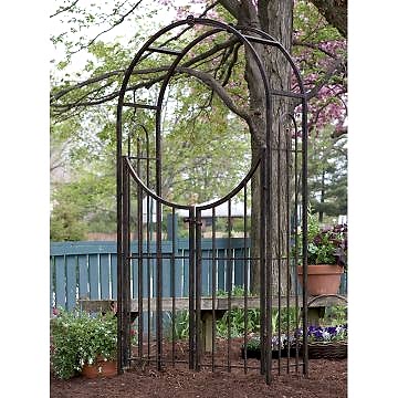 Panacea Sunset Metal Garden Arch with Gate - Bronze 7'5 x 4'1 