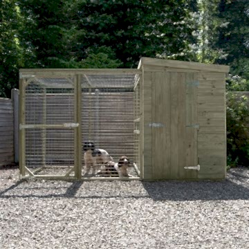 10'1 x 4'6 Forest Premium Wooden Dog Kennel with 6ft Run - Pet House (3.07m x 1.38m)