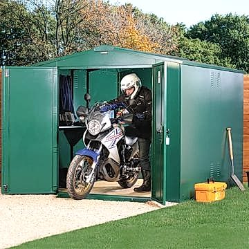 10'11 x 7'4 Asgard Gladiator Motorbike Garage Plus - Green (3.3m x 2.2m)