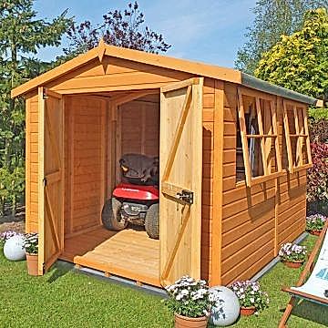 16'x8' (4.8x2.4m) Shire Bison Heavy Duty Double Door Workshop 