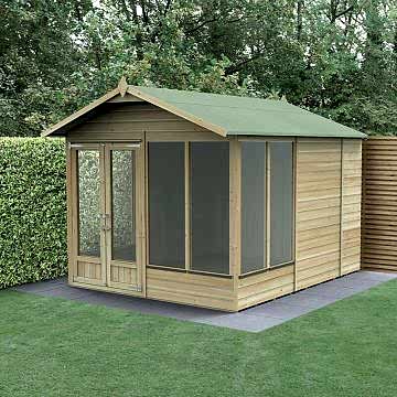 10' x 8' Forest Beckwood 25yr Guarantee Double Door Apex Summer House (3.01m x 2.61m)
