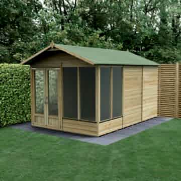 12' x 8' Forest Beckwood 25yr Guarantee Double Door Apex Summer House (3.6m x 2.61m)