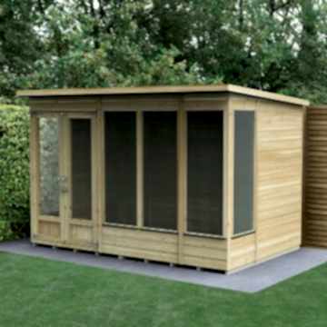 10' x 6' Forest Beckwood 25yr Guarantee Double Door Pent Summer House (3.11m x 2.05m)