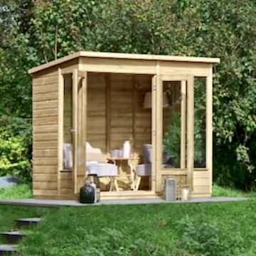 8' x 6' Forest Beckwood 25yr Guarantee Double Door Pent Summer House (2.52m x 2.05m)