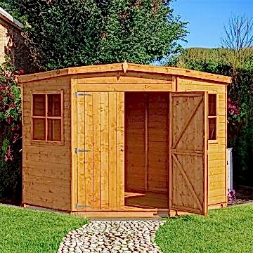 7'5 x 7'5 (2.25x2.25m) Shire Shiplap Wooden Corner Garden Shed