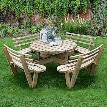 Forest 2.4m Circular Picnic Table with Seat Backs 
