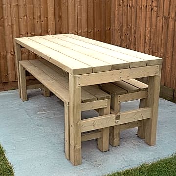 Forest Wooden Garden Dining Table and Benches Set 5'11 x 2'6 (1.8m x 0.76m)
