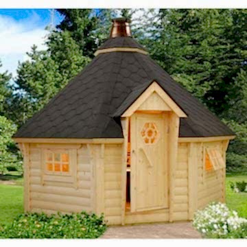 11'x11' (3.3 x 3.3m) Palmako Kim 44mm Log Cabin BBQ Hut