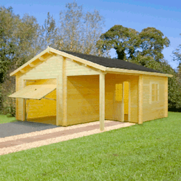 17x18 (5.1x5.5m) Palmako Log Cabin 44mm Garage - Up and Over Door
