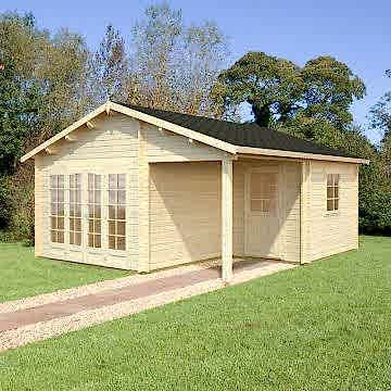 17x18 (5.3x5.7m) Palmako Grace 44mm Log Cabin 