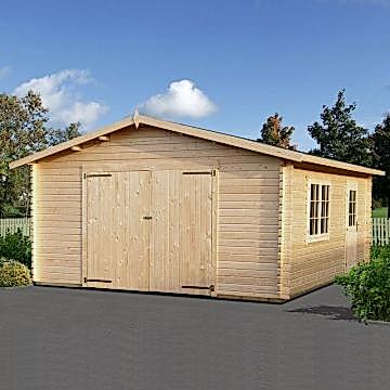 15x18 (4.5x5.5m) Palmako Extra Wide Single 44mm Garage - Double Doors 