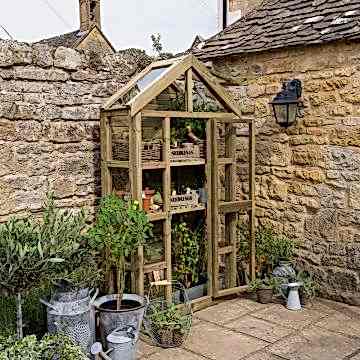 3���9 x 1���6 Forest Georgian Tall Wall Lean to Greenhouse with Auto Vent (1.19m x 0.5m)