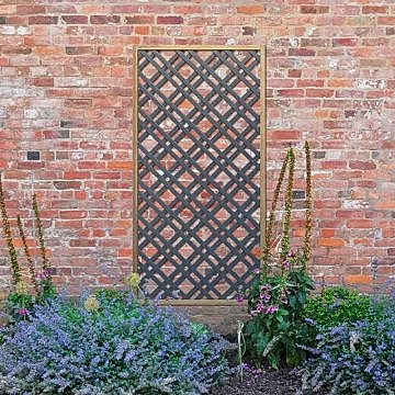 Forest 5'11 x 2'11 Grey Painted Wooden Diamond Lattice Panel (1.8m x 0.9m)