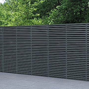 Forest 6' x 6' Contemporary Grey Double Slatted Fence Panel (1.8m x 1.8m)