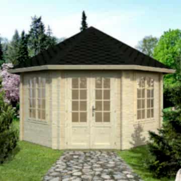 14'x14' (4.2 x 4.2m) Palmako Natalie 44mm Log Cabin