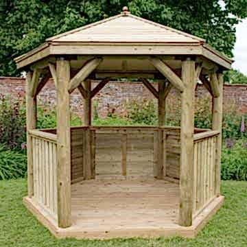 10'x9' (3x2.7m) M&M Hexagonal Gazebo with Traditional Timber Roof