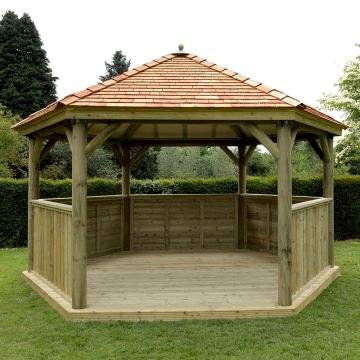 15'x13' (4.7x4m) M&M Hexagonal Gazebo with New England Cedar Roof