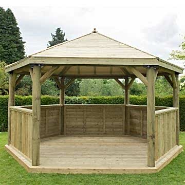 15'x13' (4.7x4m) M&M Hexagonal Gazebo with Traditional Timber Roof