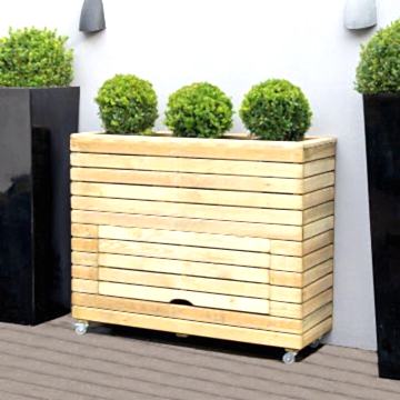 3’11 x 1’4 Forest Linear Tall Wooden Garden Planter with Storage and Wheels (1.2m x 0.4m)
