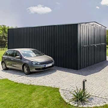 10'x15' (3x4.5m) Lotus Anthracite Grey Double Hinged Metal Garage 10'x15' (3x4.5m) Lotus Anthracite Grey Double Hinged Metal Garage
