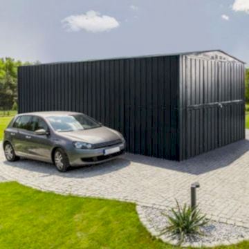 10'x19' (3x5.7m) Lotus Anthracite Grey Double Hinged Metal Garage 10'x19' (3x5.7m) Lotus Anthracite Grey Double Hinged Metal Garage