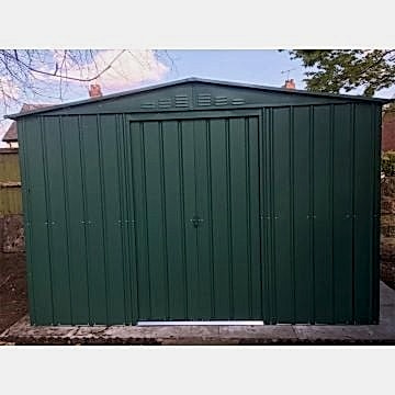 10' x 6' Lotus Heritage Green Apex Metal Shed (3.07 x 1.85m) 10' x 6' Lotus Heritage Green Apex Metal Shed (3.07 x 1.85m)