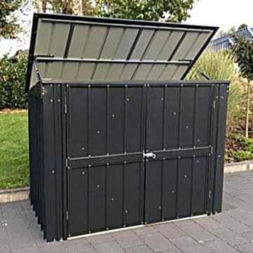 5'x3' (1.5x0.9m) Lotus Anthracite Grey Metal Double Bin Store 