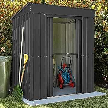 6' x 4' Lotus Anthracite Grey Pent Metal Shed (1.8m x 1.24m) 6' x 4' Lotus Anthracite Grey Pent Metal Shed (1.8m x 1.24m)