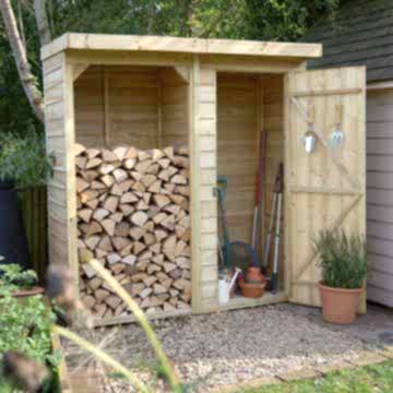 5'12 x 2'10 Forest Pent Medium Overlap Logstore with Tool Storage (1.8m x 0.9m)