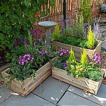 Forest Durham Rectangular Wooden Garden Planter - Set of 3