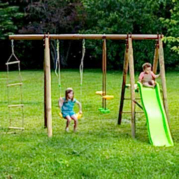 Trigano Oreka Kids Wooden Garden Swing and Slide Set