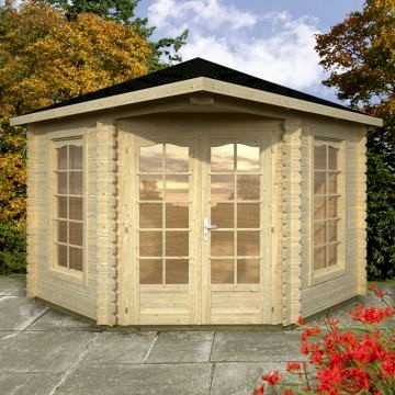 10x10 (3x3m) Malvern Corner 28mm Log Cabin 