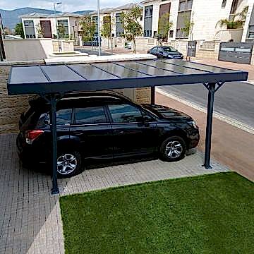 10' x 16' Palram Canopia Palma 5000 Grey Metal Carport with Grey Polycarbonate Roof (2.93m x 4.97m)