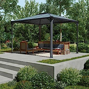 GREY 12' x 10' Palram Canopia Martinique 3600 Garden Gazebo (3.6m x 2.96m)