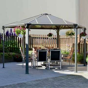 15x13 Palram Monaco Grey Hexagon Garden Gazebo 