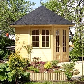 9x9 (3.1x2.9m) Palmako Veronica 28mm Log Cabin - 2 Windows