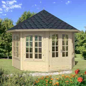 11x11 (3.4x3.4m) Palmako Carmen 34mm Log Cabin - 7 Windows 