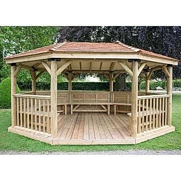 20'x15' (6x4.7m) M&M Premium Oval Gazebo with New England Cedar Roof