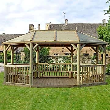 20'x15' (6x4.7m) M&M Premium Oval Gazebo with Traditional Timber Roof
