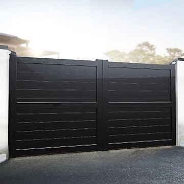 Exeter Premium Aluminium Driveway Double Gates - Black