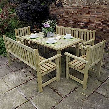 Forest Rosedene Wooden Garden Table, Benches and Chairs Set 8'9 x 6'2 (2.66m x 1.87m)