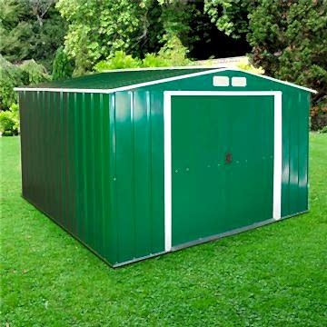 10'x10' (3x3m) Store More Sapphire Apex Green Metal Shed