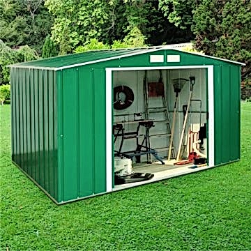 10'x8' (3x2.4m) Store More Sapphire Apex Green Metal Shed 10'x8' (3x2.4m) Store More Sapphire Apex Green Metal Shed