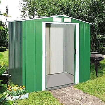 6'x4' (1.8x1.2m) Store More Sapphire Apex Green Metal Shed