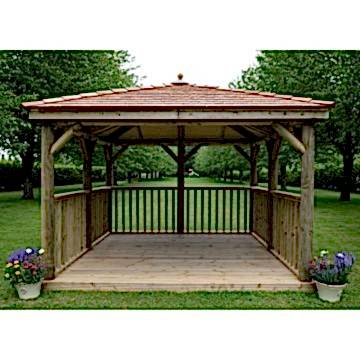 11'x11' (3.5x3.5m) M&M Square Gazebo with New England Cedar Roof