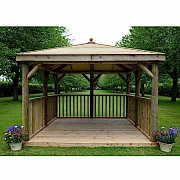 11'x11' (3.5x3.5m) M&M Square Gazebo with Traditional Timber Roof