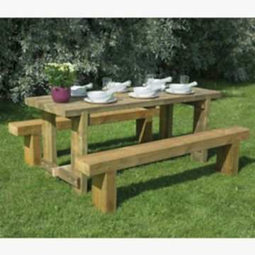Forest 1.8m Refectory Table and Sleeper Bench Set 
