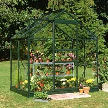 6'4 x 4'4 Green Frame Halls Popular 64 Small Greenhouse (1.93 x 1.31m) 